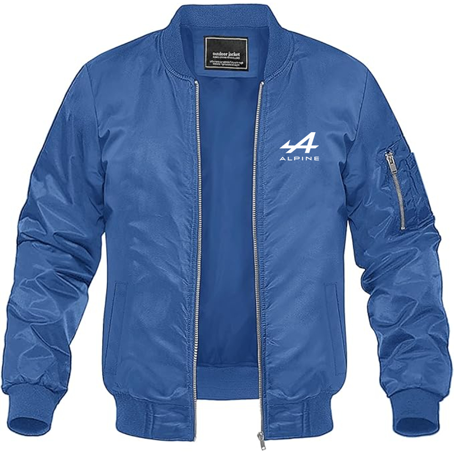 Men's Alpine Motor Logo Lightweight Bomber Jacket Windbreaker Softshell Varsity Jacket Coat