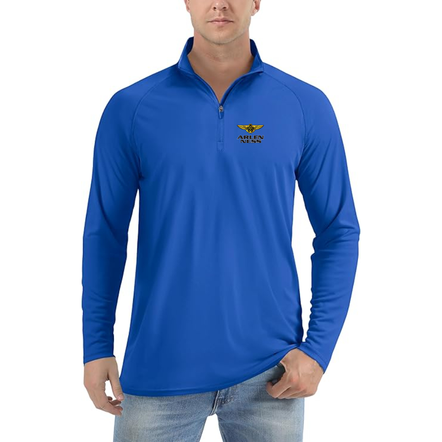 Men's Arlen Ness Logo Lightweight Quarter-Zip Athletic Shirt Long Sleeve Performance Wear