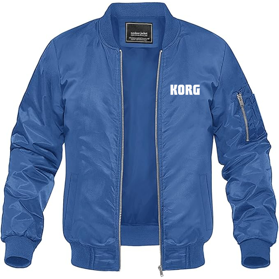 Men's Korg Logo  Lightweight Bomber Jacket Windbreaker Softshell Varsity Jacket Coat