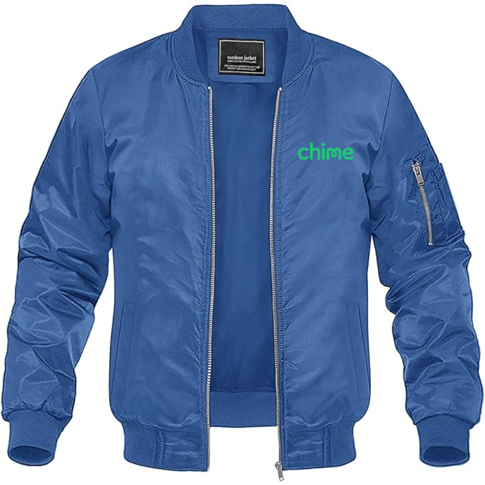 Men's Chime Logo Lightweight Bomber Jacket Windbreaker Softshell Varsity Jacket Coat
