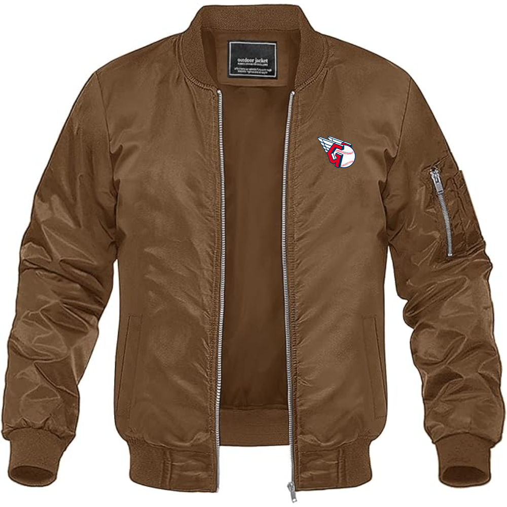 Men's Cleveland Guardians  Logo Lightweight Bomber Jacket Windbreaker Softshell Varsity Jacket Coat