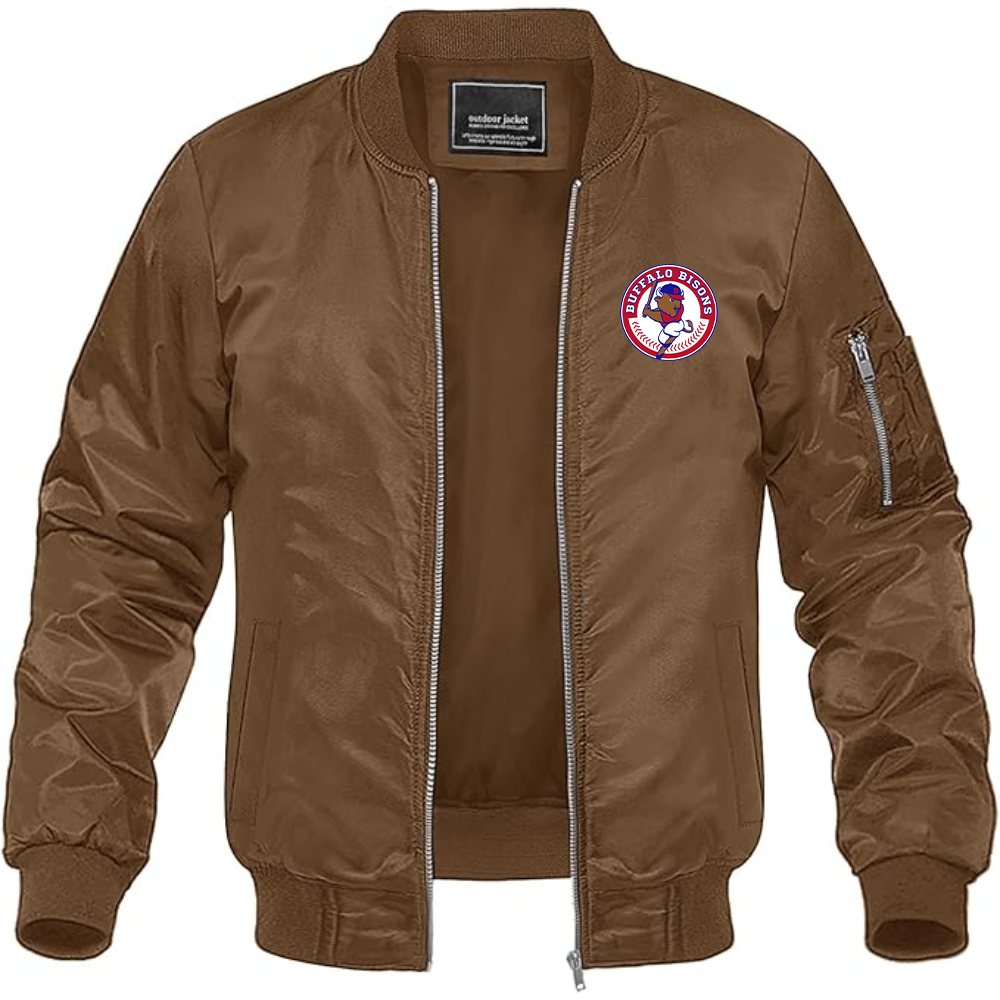 Men's Buffalo Bisons Logo Lightweight Bomber Jacket Windbreaker Softshell Varsity Jacket Coat