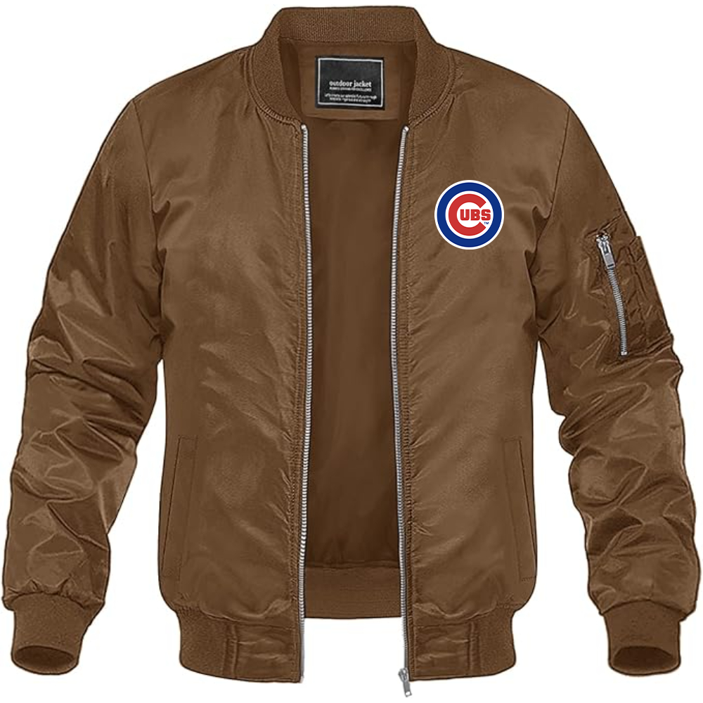 Men's Chicago Cubs Logo Lightweight Bomber Jacket Windbreaker Softshell Varsity Jacket Coat