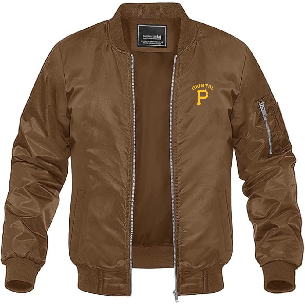 Men's  Bristol Pirates  Logo Lightweight Bomber Jacket Windbreaker Softshell Varsity Jacket Coat