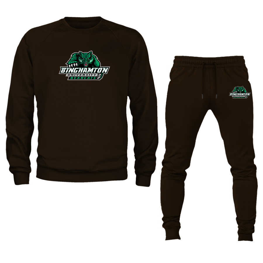 Men's Binghamton Bearcats Crewneck Sweatshirt Joggers Suit