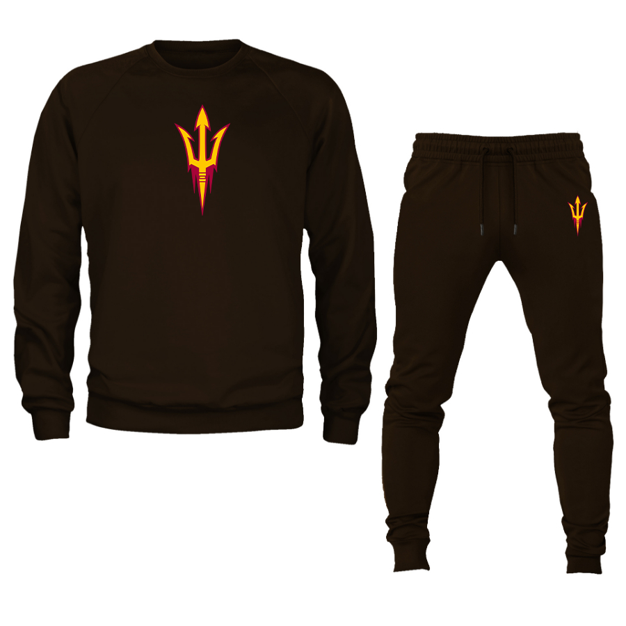 Men's  Arizona State Sun Devils Crewneck Sweatshirt Joggers Suit