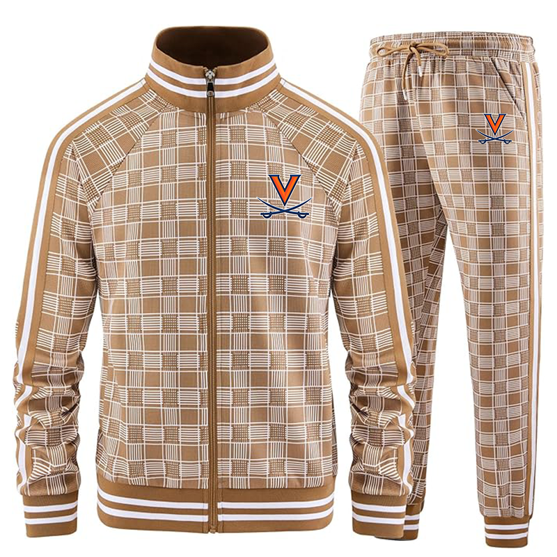 Men's (Design Here)  Tracksuits Full-zip Long Sleeve Plaid Track Jackets and Pants 2 Piece