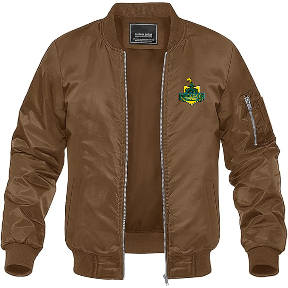 Men's Clarkson Golden Knights Lightweight Bomber Jacket Windbreaker Softshell Varsity Jacket Coat