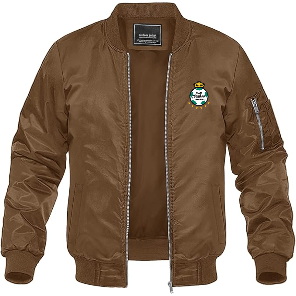 Men's Santos Laguna Soccer Lightweight Bomber Jacket Windbreaker Softshell Varsity Jacket Coat