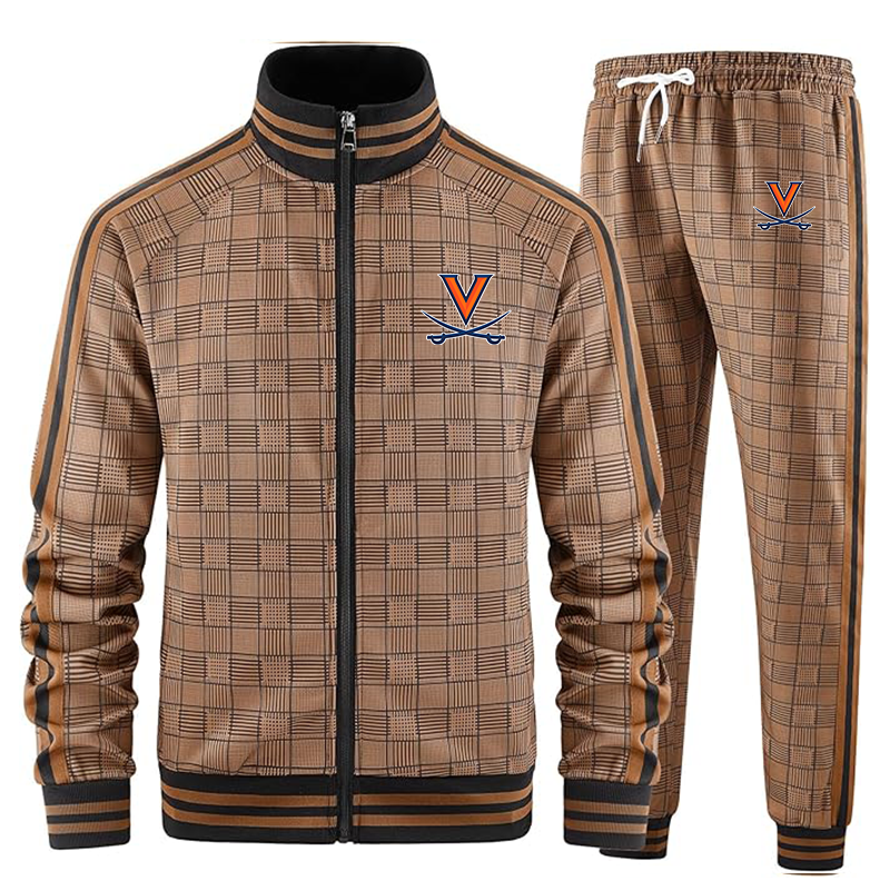 Men's (Design Here)  Tracksuits Full-zip Long Sleeve Plaid Track Jackets and Pants 2 Piece
