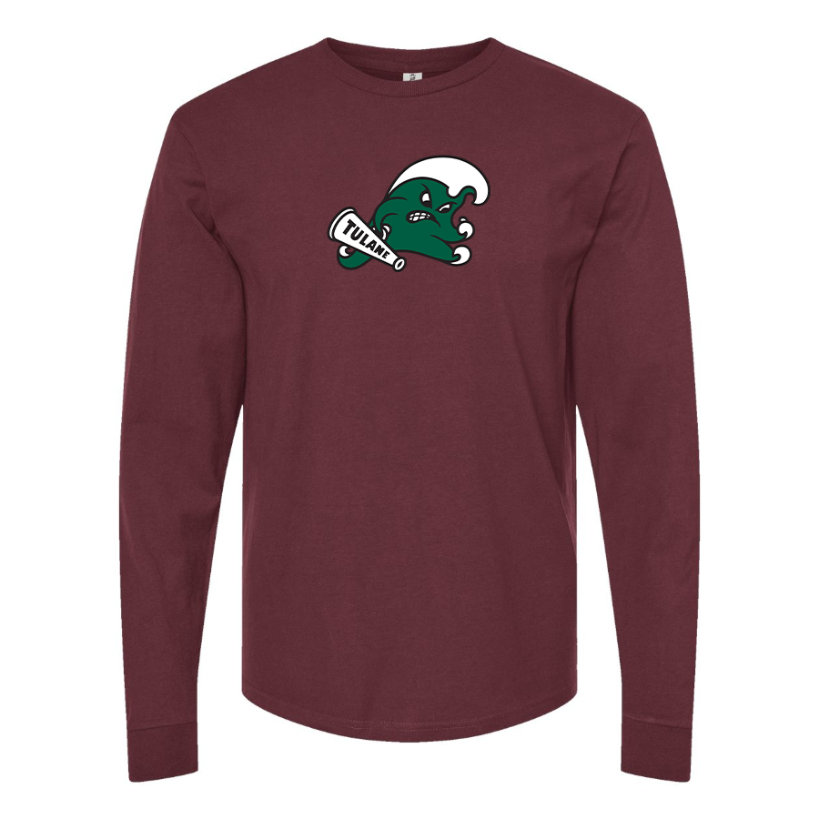 Men's Tulane Green Wave Logo  Cotton Long Sleeve T-Shirt
