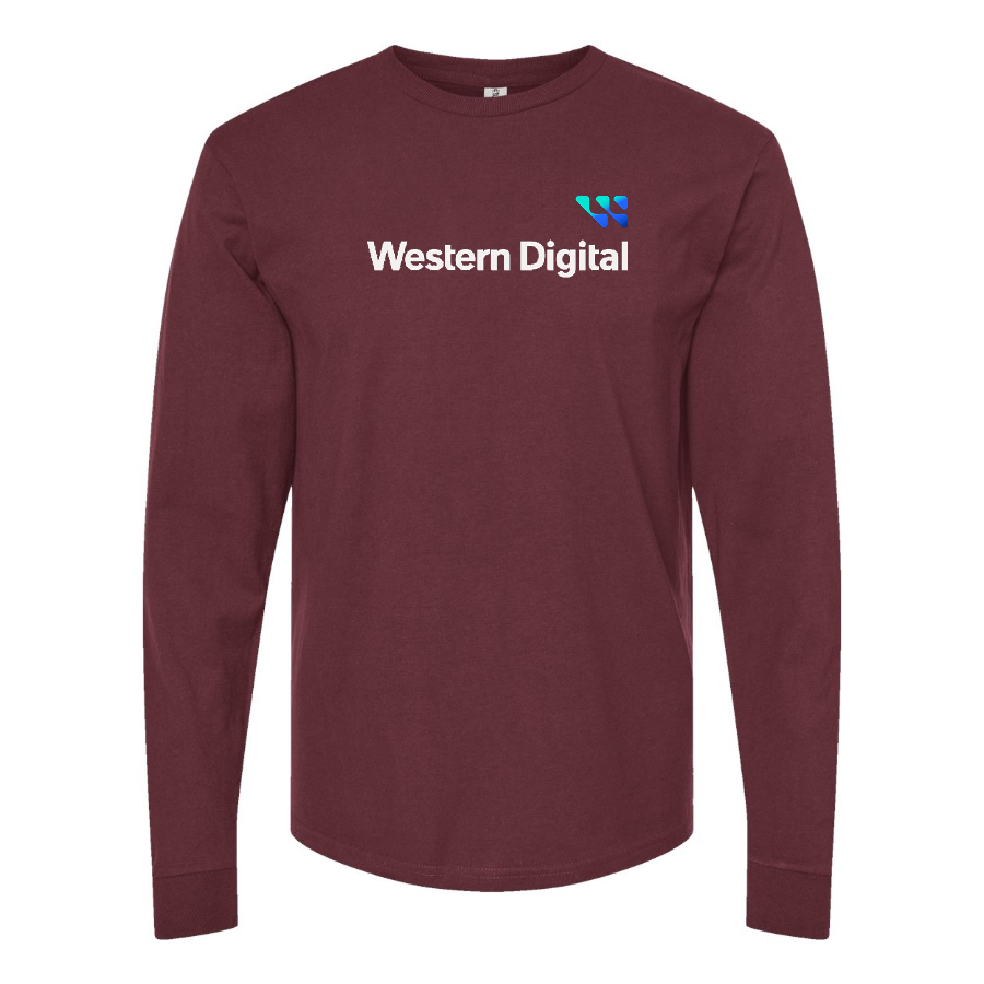 Men's Western Digital Logo Cotton Long Sleeve T-Shirt