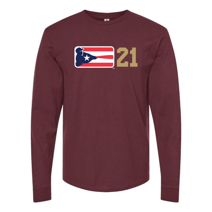 Men's  Liga de Beisbol Profesional Roberto Clemente Logo Cotton Long Sleeve T-Shirt