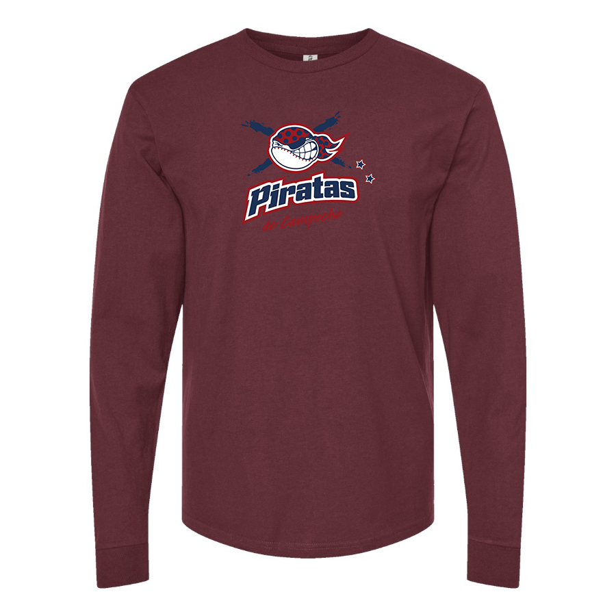 Men's Campeche Piratas Logo Cotton Long Sleeve T-Shirt