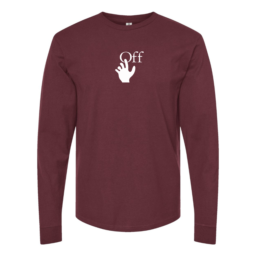 Men's  Off-White Hand Logo Cotton Long Sleeve T-Shirt