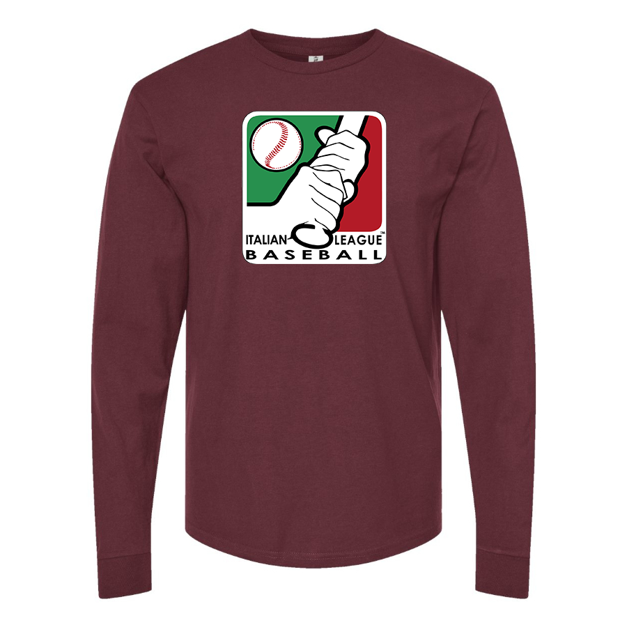 Men's Italian Baseball League Logo Cotton Long Sleeve T-Shirt