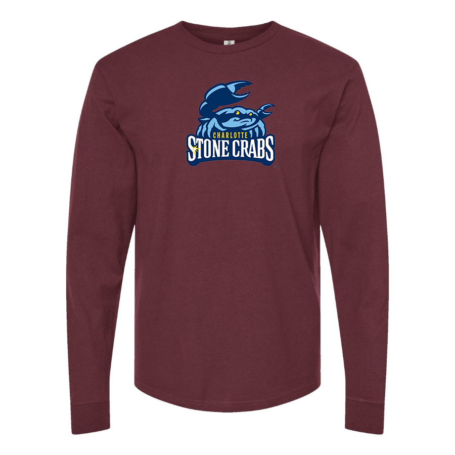 Men's Charlotte Stone Crabs Logo Cotton Long Sleeve T-Shirt