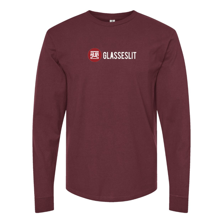 Men's Glasseslit Logo  Cotton Long Sleeve T-Shirt