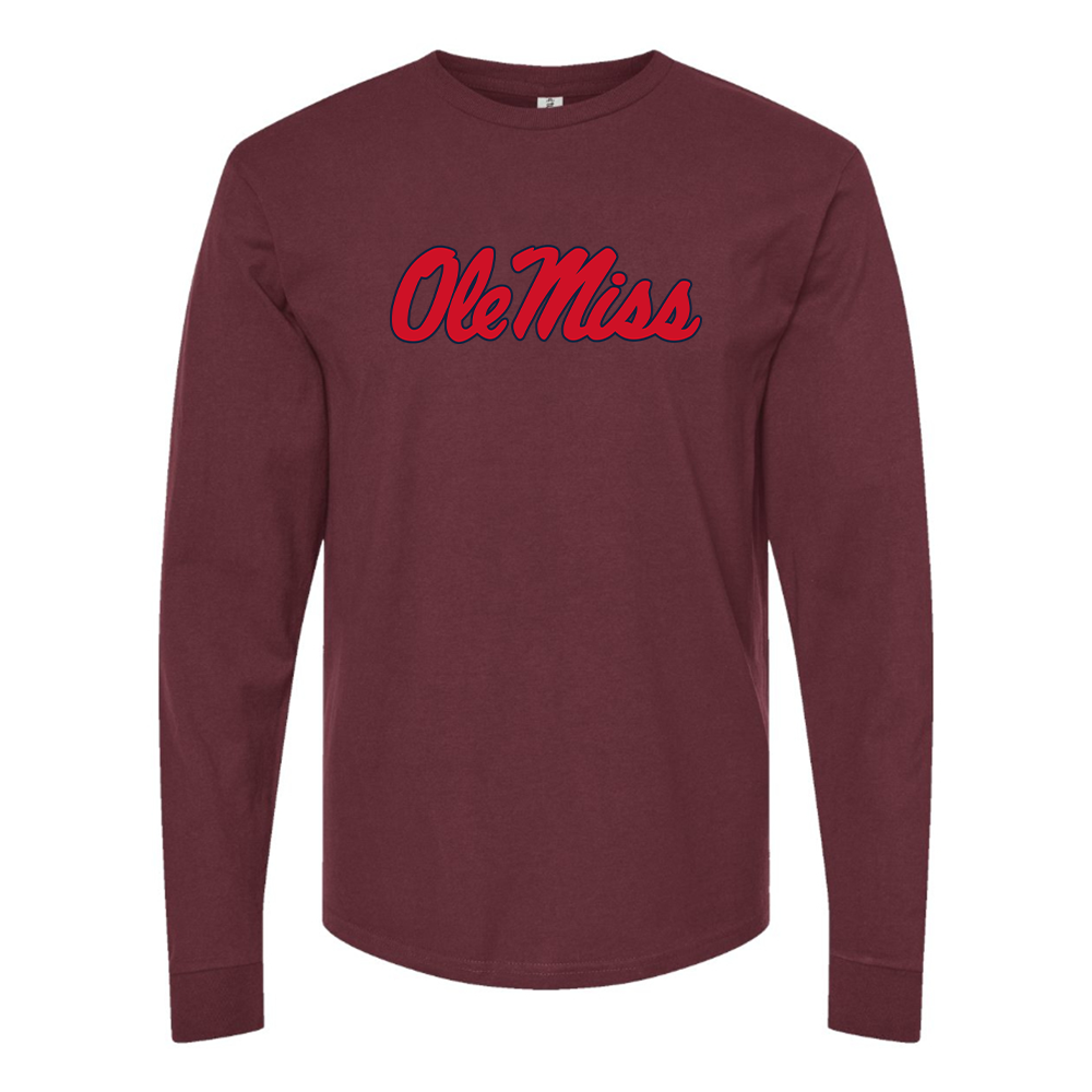 Men's Mississippi Rebels  Logo Cotton Long Sleeve T-Shirt