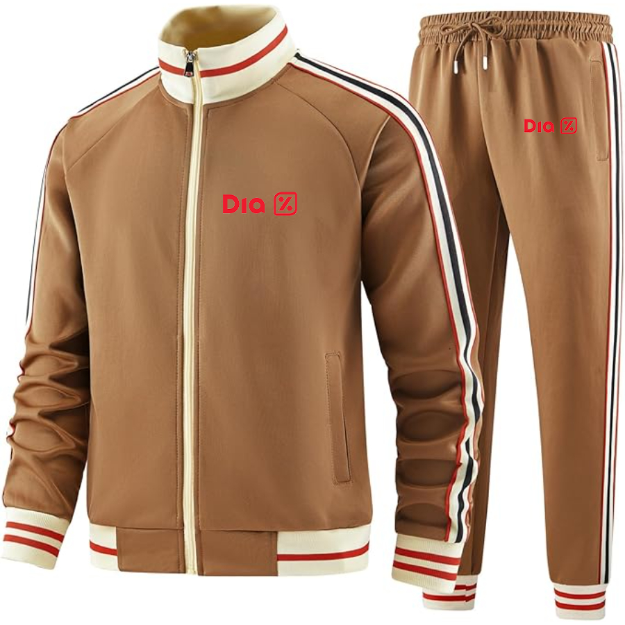 Men's Dia  Two Piece Designer Tracksuit with Bold Striped Accents and Zippered Front Elevated Athletic Wear