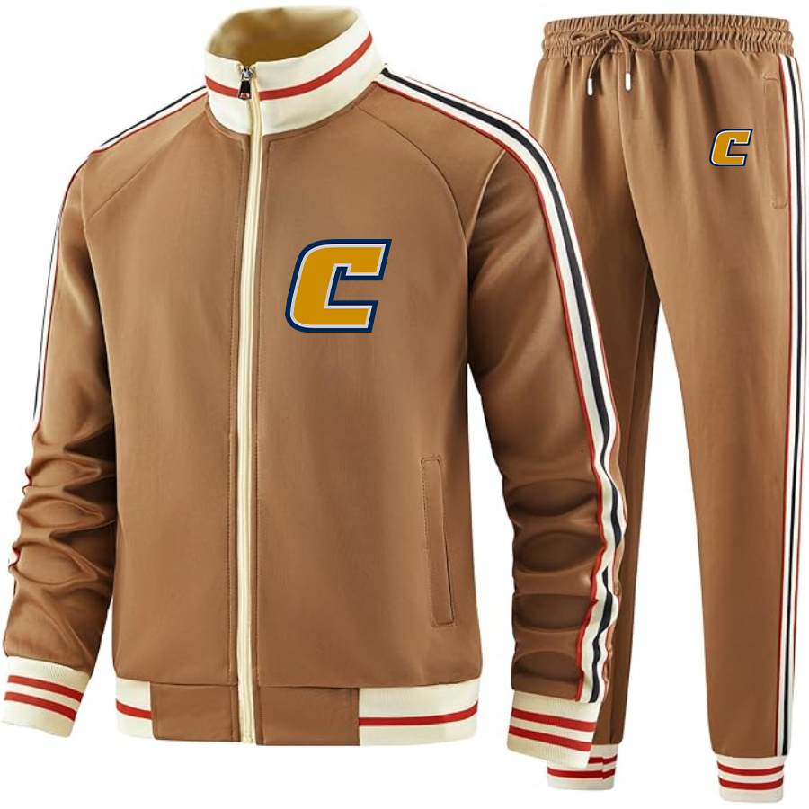 Men's Chattanooga Mocs Two Piece Designer Tracksuit with Bold Striped Accents and Zippered Front Elevated Athletic