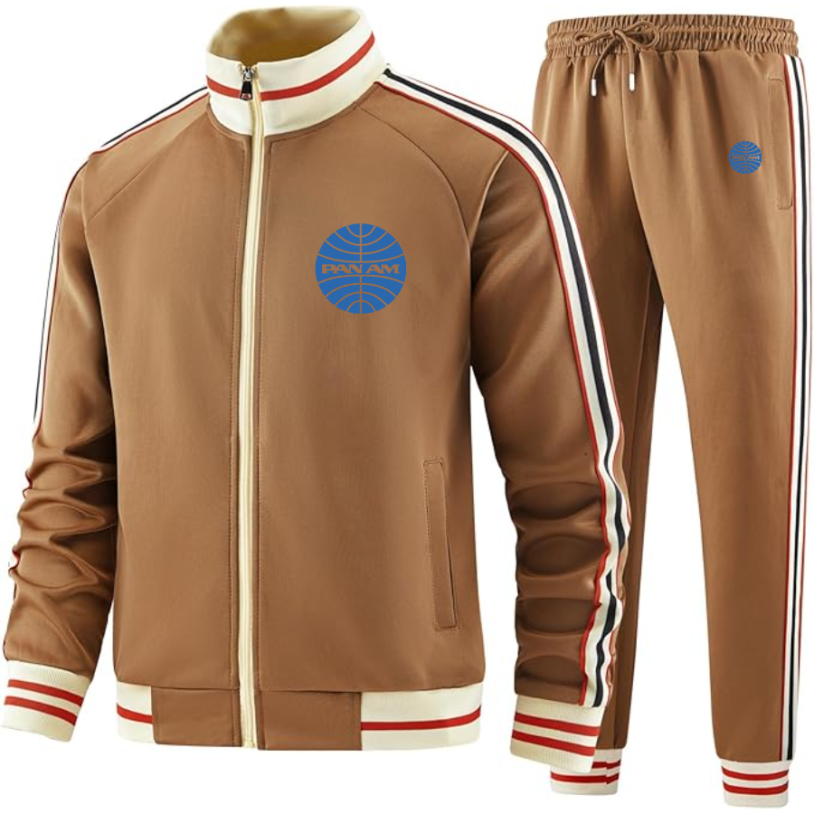 Men's Pan Am  Two Piece Designer Tracksuit with Bold Striped Accents and Zippered Front Elevated Athletic Wear