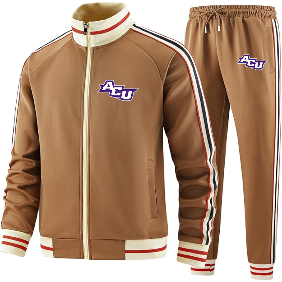 Men's Abilene Christian Wildcats    Two Piece Designer Tracksuit with Bold Striped Accents and Zippered Front Elevated Athletic Wear