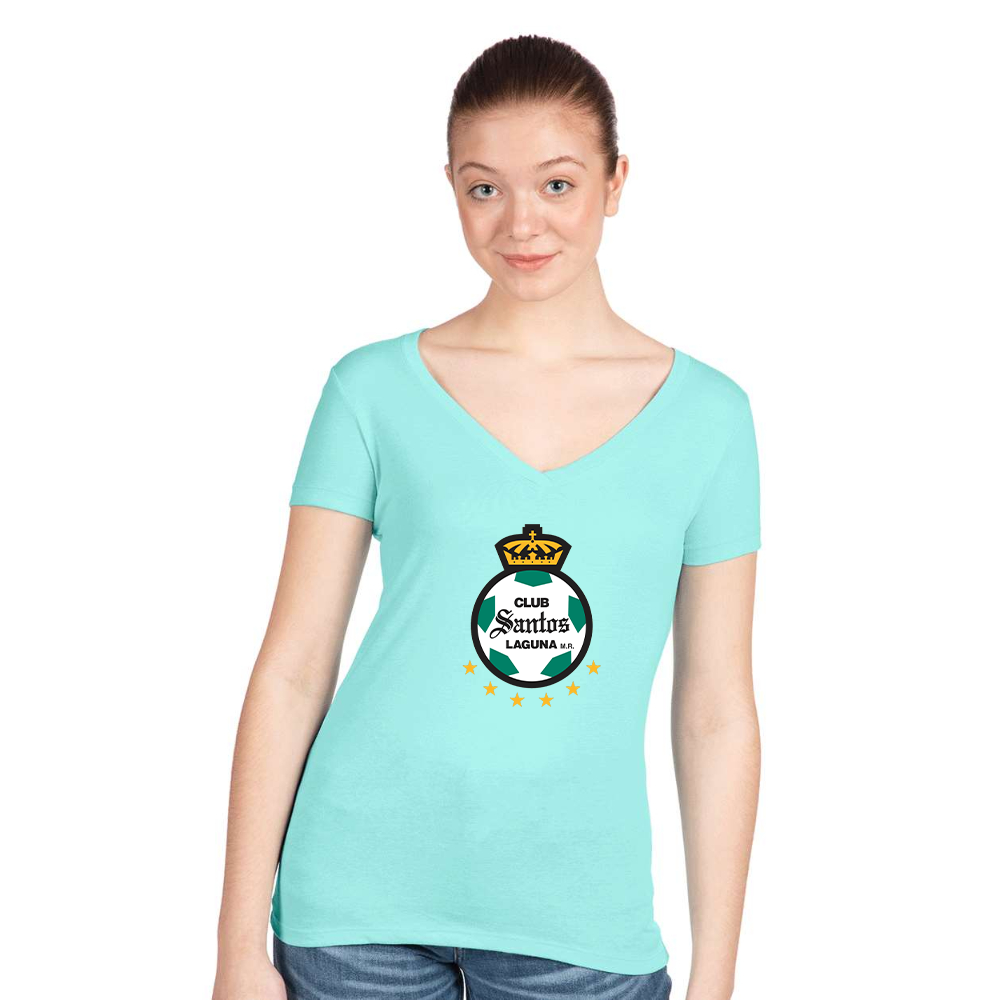 Women's Santos Laguna Soccer  Next Level V-Neck T-Shirt