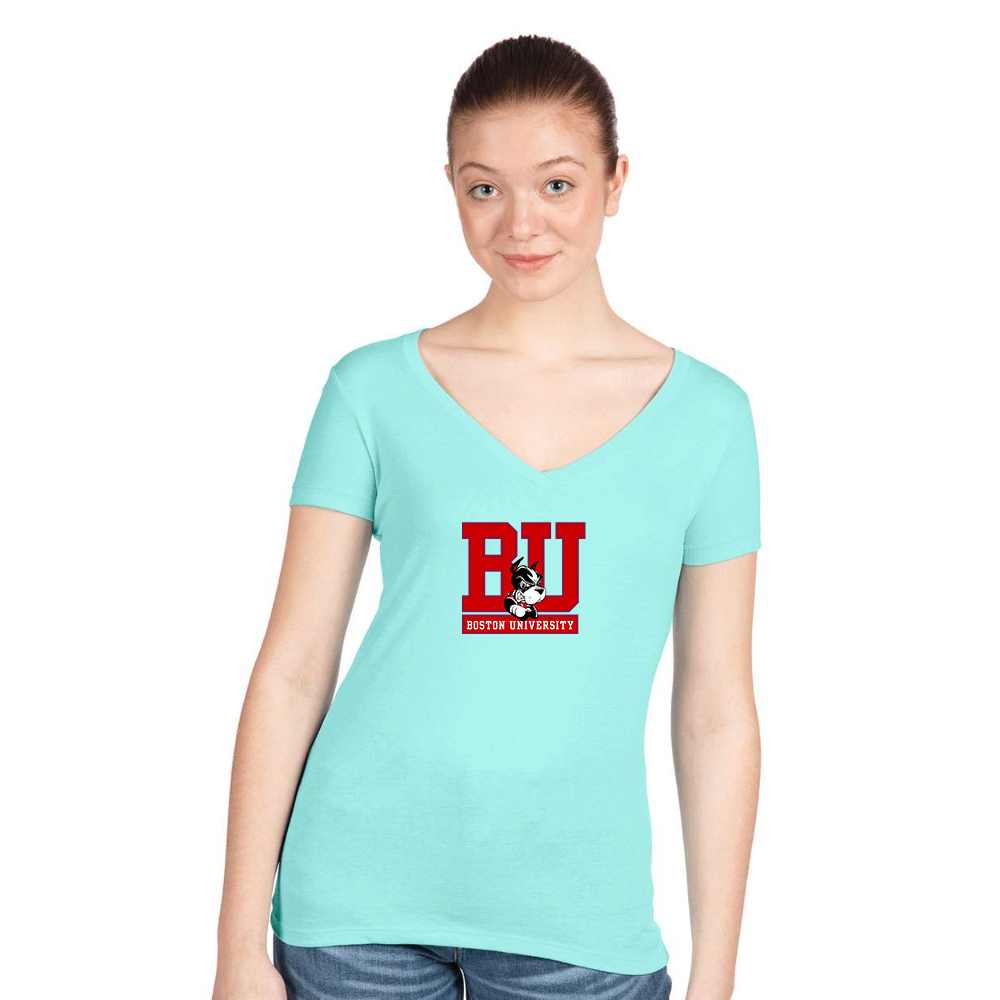 Women's Boston University Terriers Next Level V-Neck T-Shirt