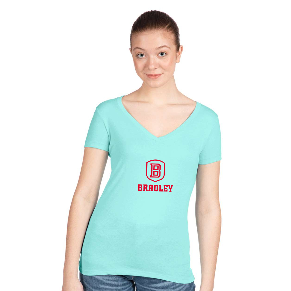 Women's Bradley Braves  Next Level V-Neck T-Shirt