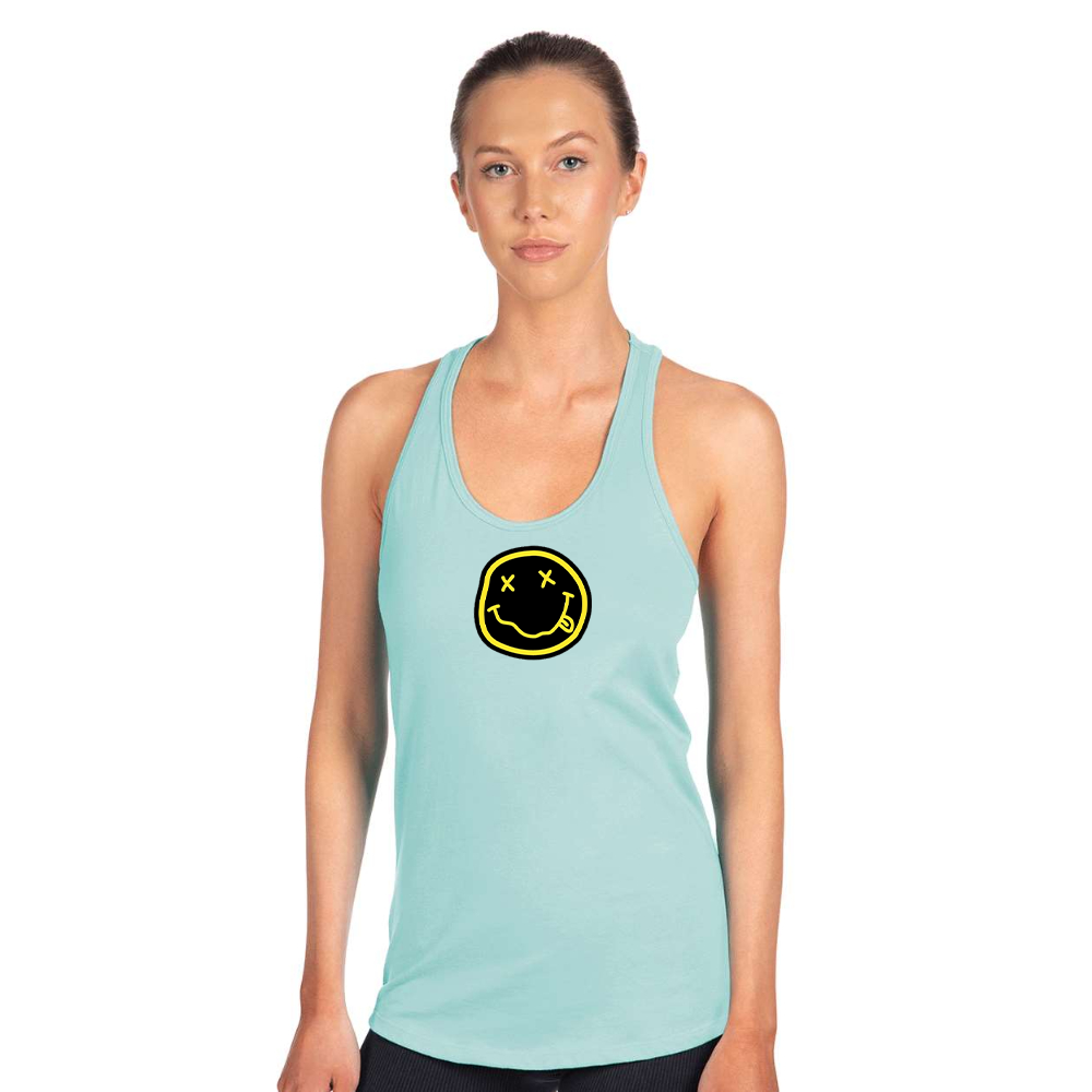 Women's Nirvana Yellow and Black Face Next Level Ideal Racerback Tank