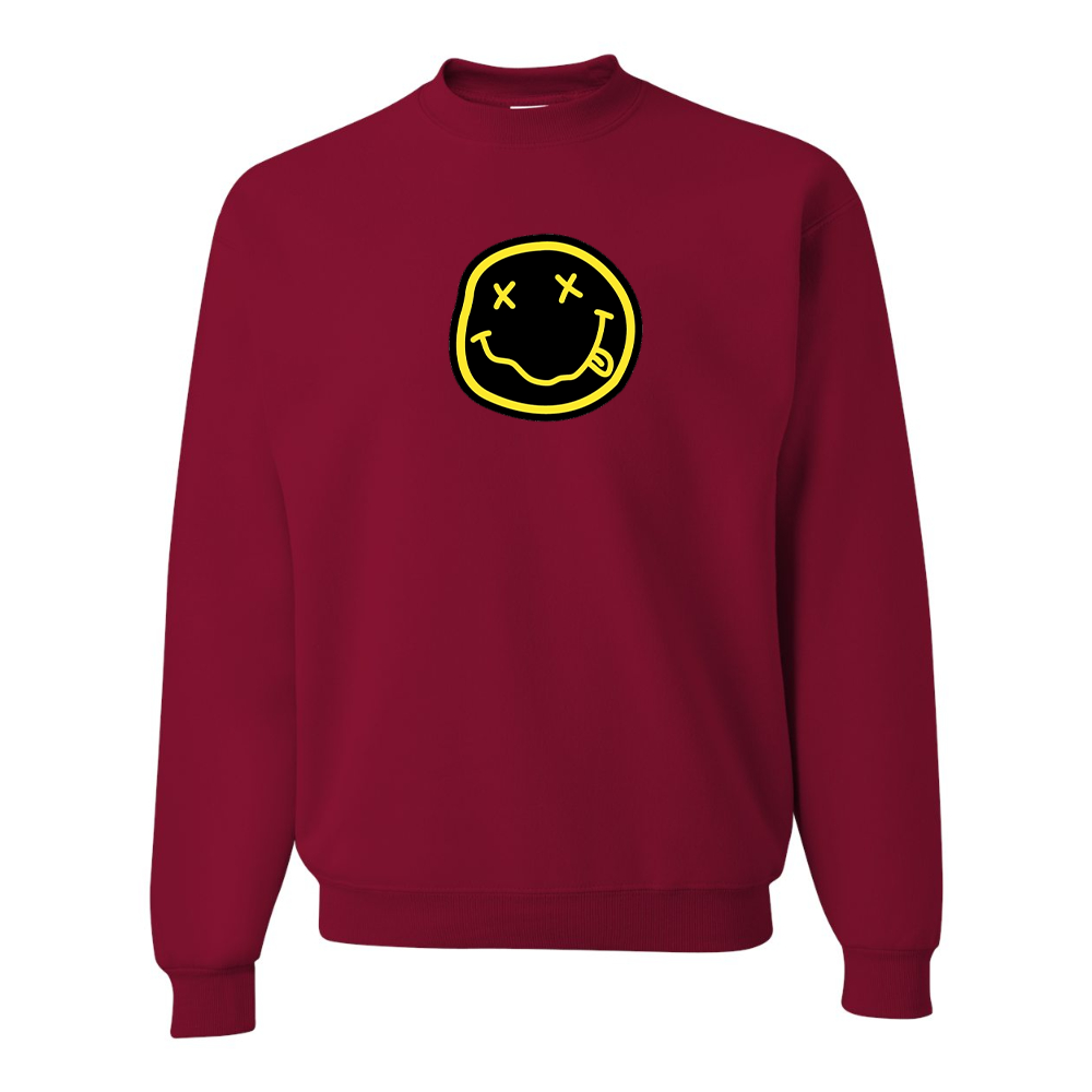 Men's Nirvana Yellow and Black Face JERZEES NuBlend Crewneck Sweatshirt