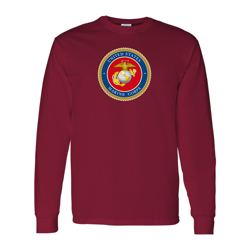 Men's  USMC Emblem  Gildan Heavy Cotton Long Sleeve T-Shirt