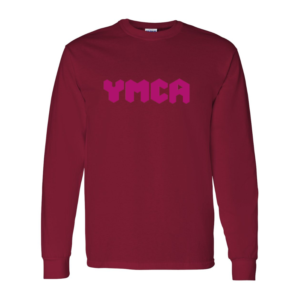Men's  YMCA Mauve Gildan Heavy Cotton Long Sleeve T-Shirt