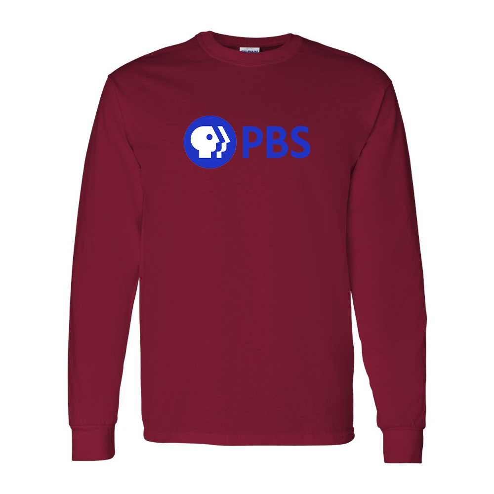 Men's PBS Blue Gildan Heavy Cotton Long Sleeve T-Shirt