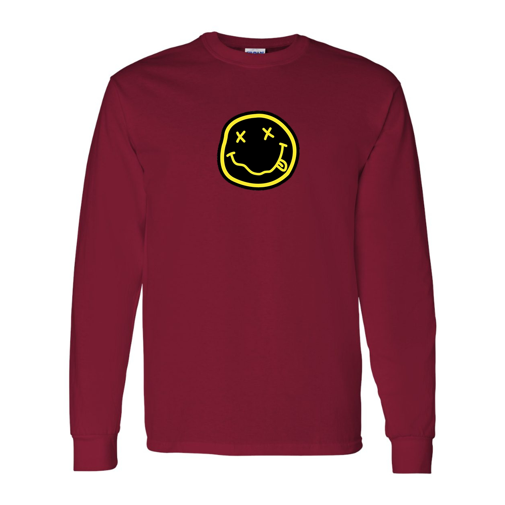 Men's Nirvana Yellow and Black Face Gildan Heavy Cotton Long Sleeve T-Shirt