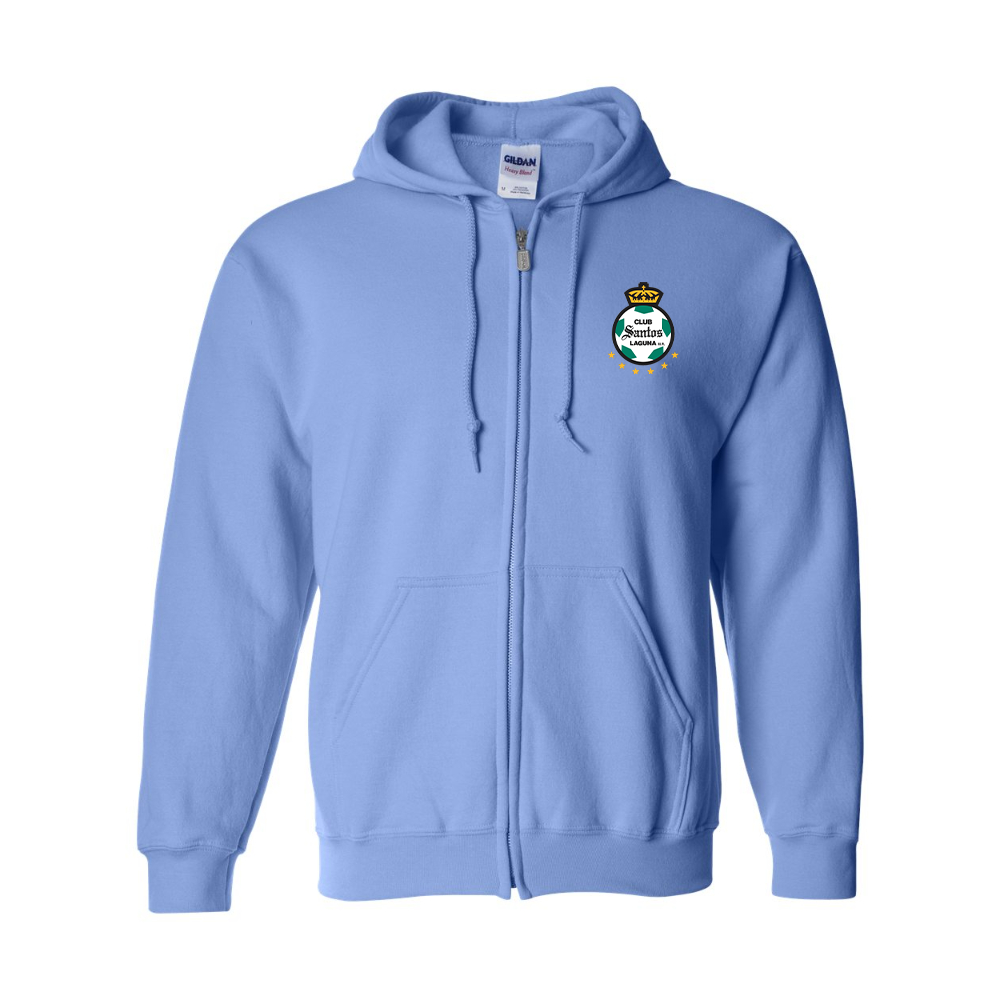 Men's Santos Laguna Soccer Gildan  Heavy Blend Full Zip Hooded Sweatshirt