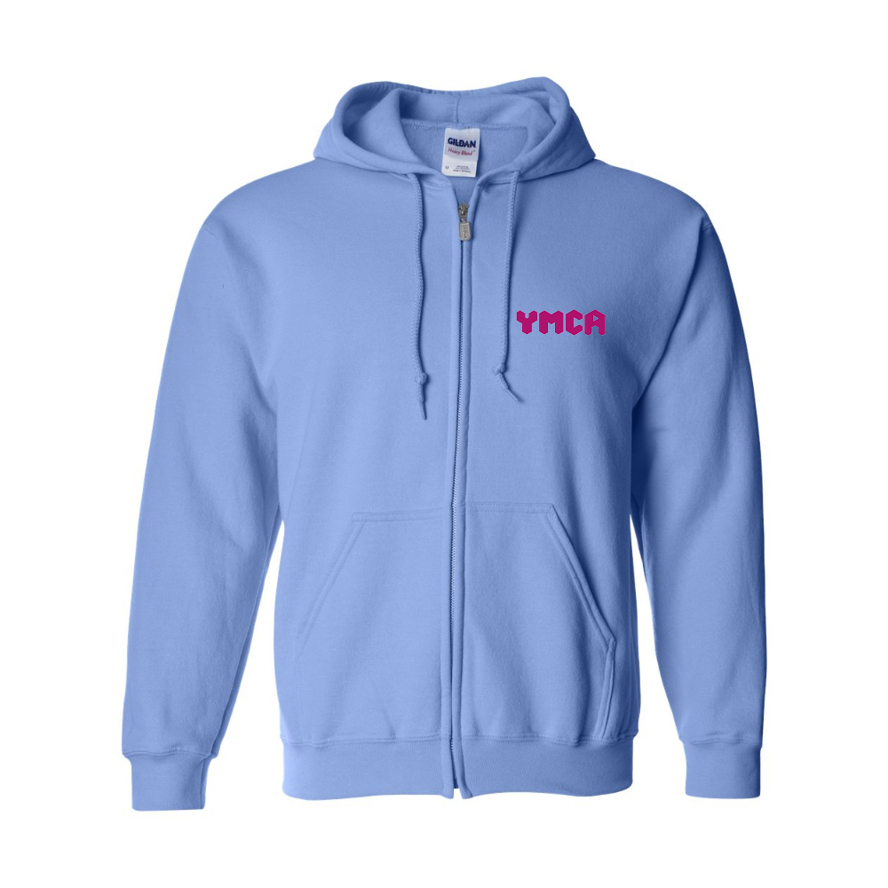 Men's YMCA Mauve Gildan  Heavy Blend Full Zip Hooded Sweatshirt