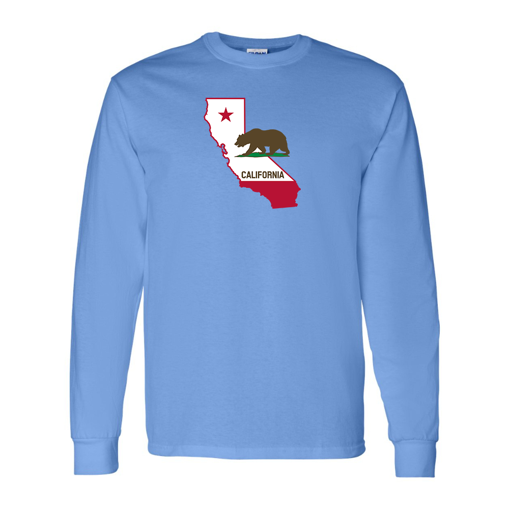 Men's  California Bear Map Gildan Heavy Cotton Long Sleeve T-Shirt
