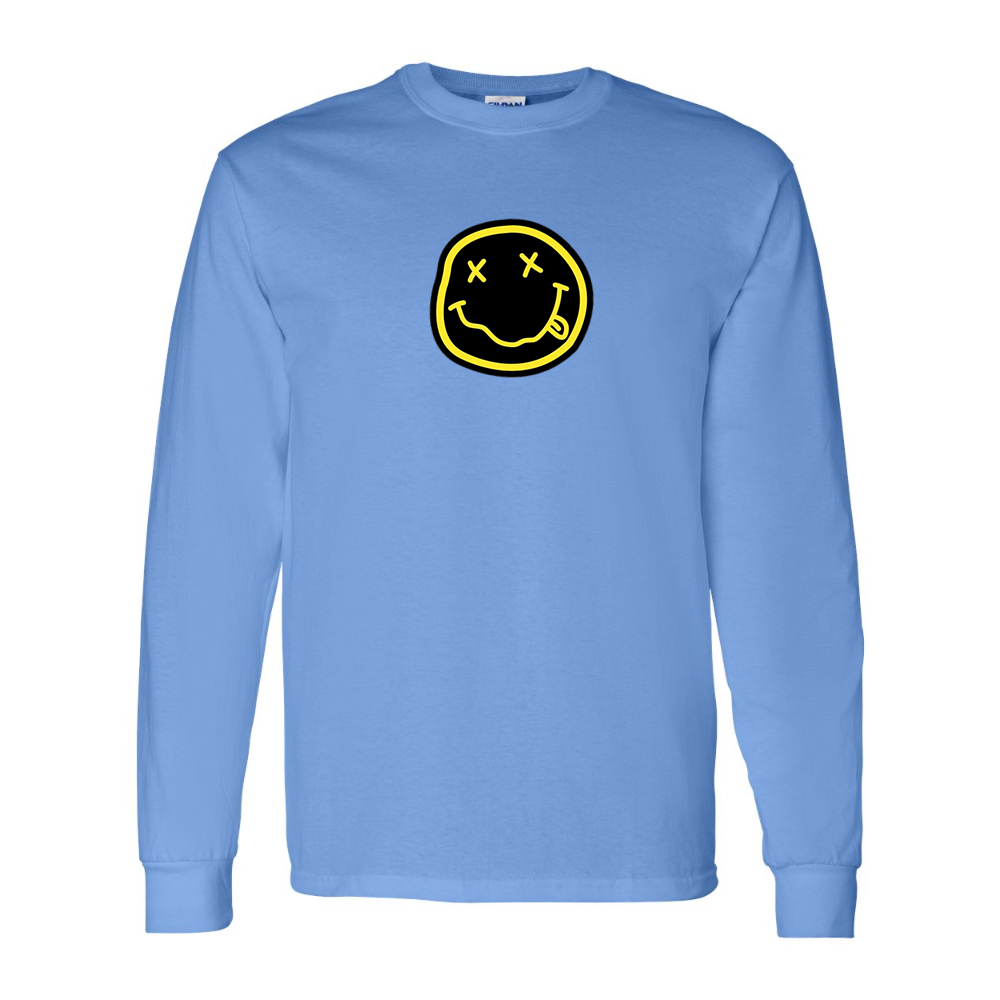 Men's Nirvana Yellow and Black Face Gildan Heavy Cotton Long Sleeve T-Shirt