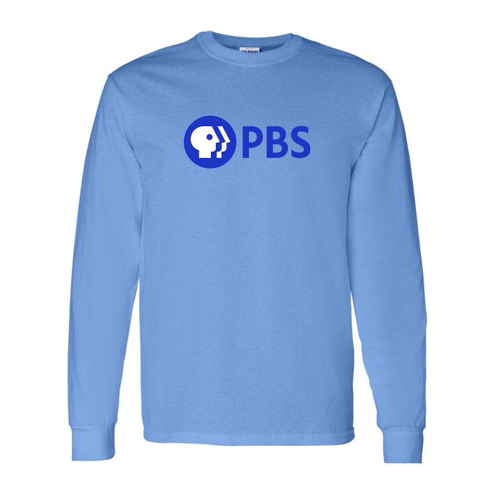 Men's PBS Blue Gildan Heavy Cotton Long Sleeve T-Shirt