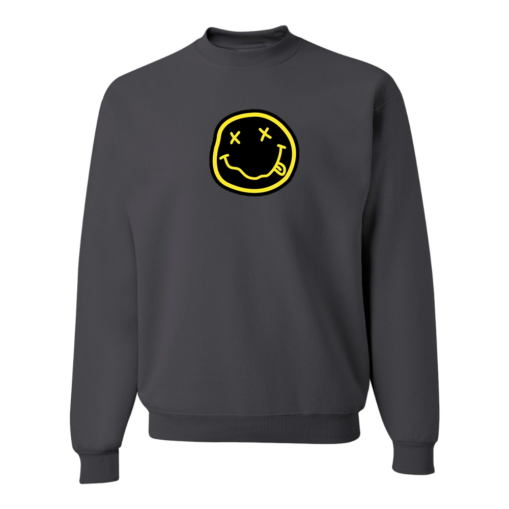 Men's Nirvana Yellow and Black Face JERZEES NuBlend Crewneck Sweatshirt