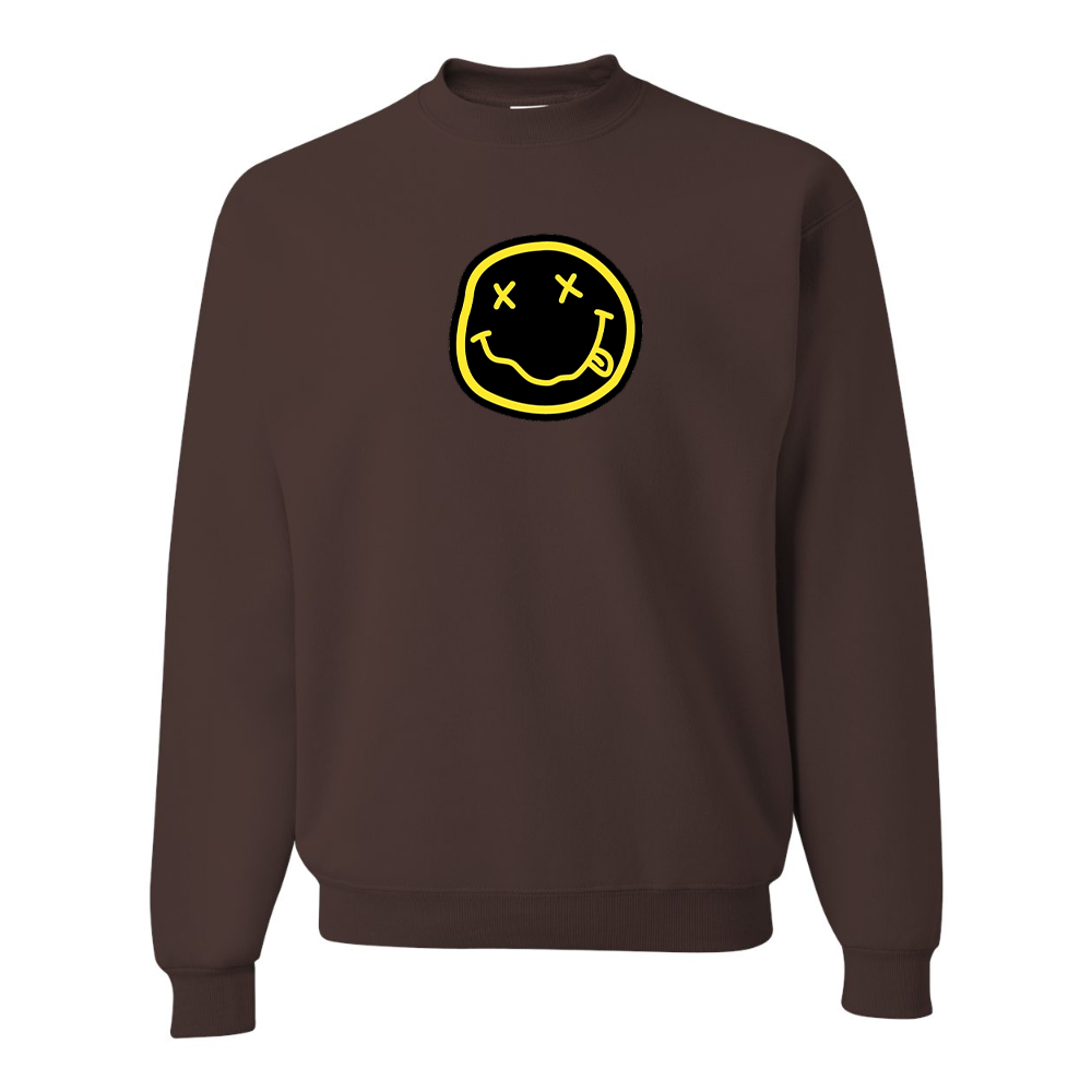 Men's Nirvana Yellow and Black Face JERZEES NuBlend Crewneck Sweatshirt