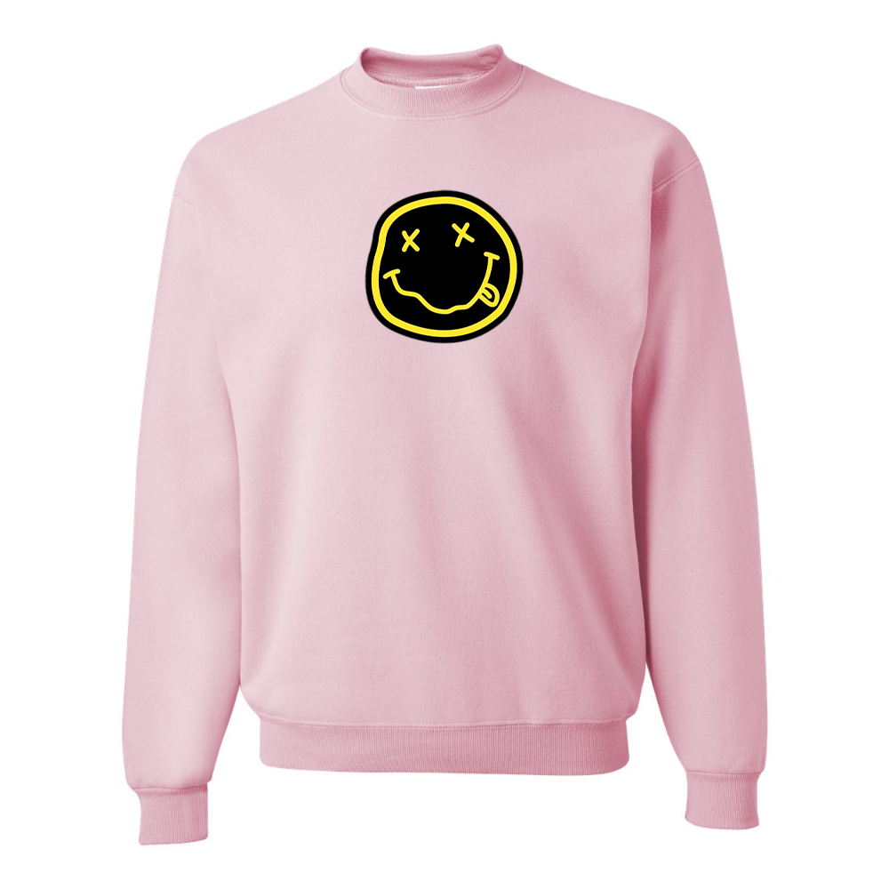 Men's Nirvana Yellow and Black Face JERZEES NuBlend Crewneck Sweatshirt