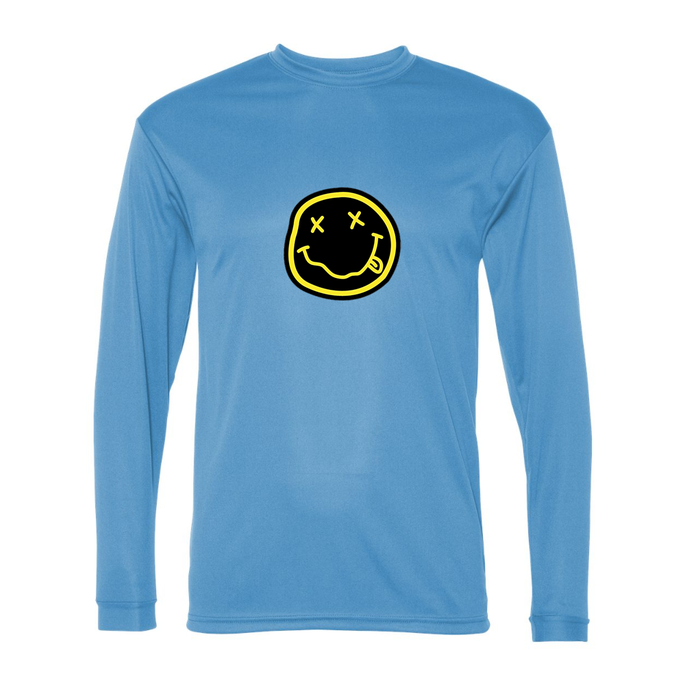 Men's Nirvana Yellow and Black Face Performance Long Sleeve T-Shirt