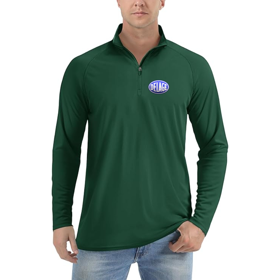 Men's Delage Logo  Lightweight Quarter-Zip Athletic Shirt Long Sleeve Performance Wear
