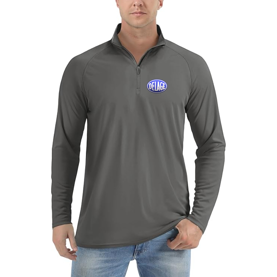 Men's Delage Logo  Lightweight Quarter-Zip Athletic Shirt Long Sleeve Performance Wear