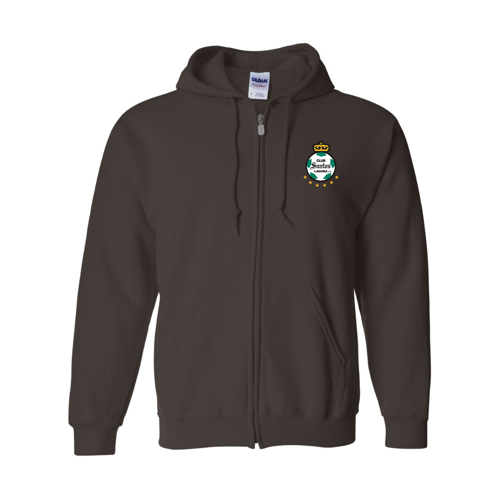 Men's Santos Laguna Soccer Gildan  Heavy Blend Full Zip Hooded Sweatshirt