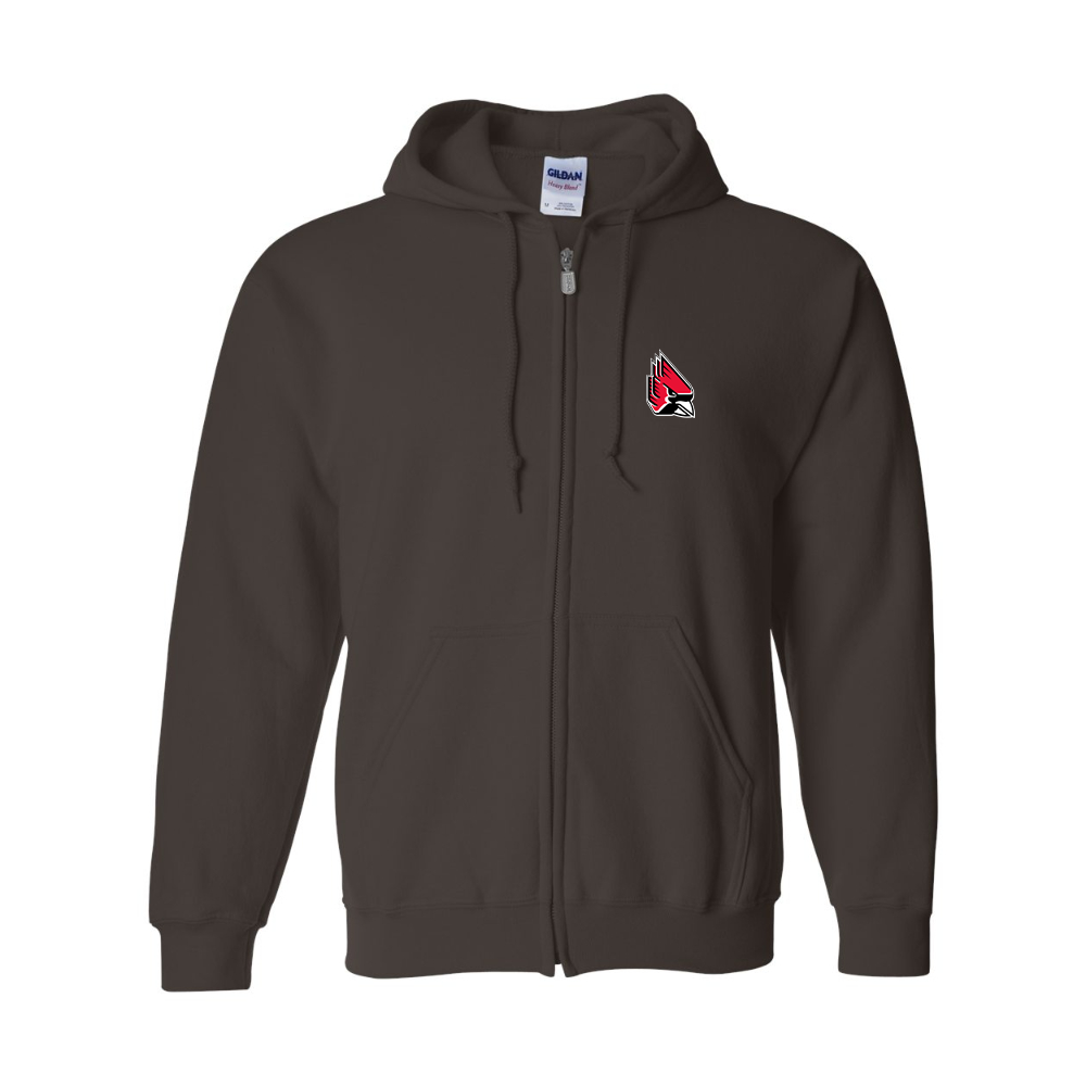 Men's  Ball State Cardinals Gildan  Heavy Blend Full Zip Hooded Sweatshirt