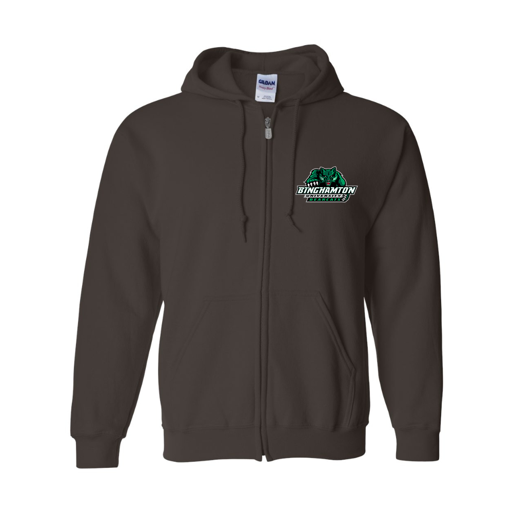 Men's Binghamton Bearcats Gildan  Heavy Blend Full Zip Hooded Sweatshirt